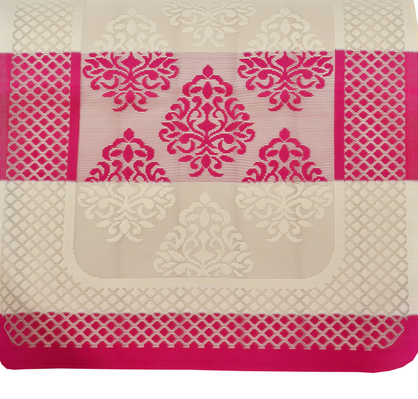 Bigger Fish Poly Cotton Net Fabric 5 Seater Sofa Cover - 10 Pieces (Pink)