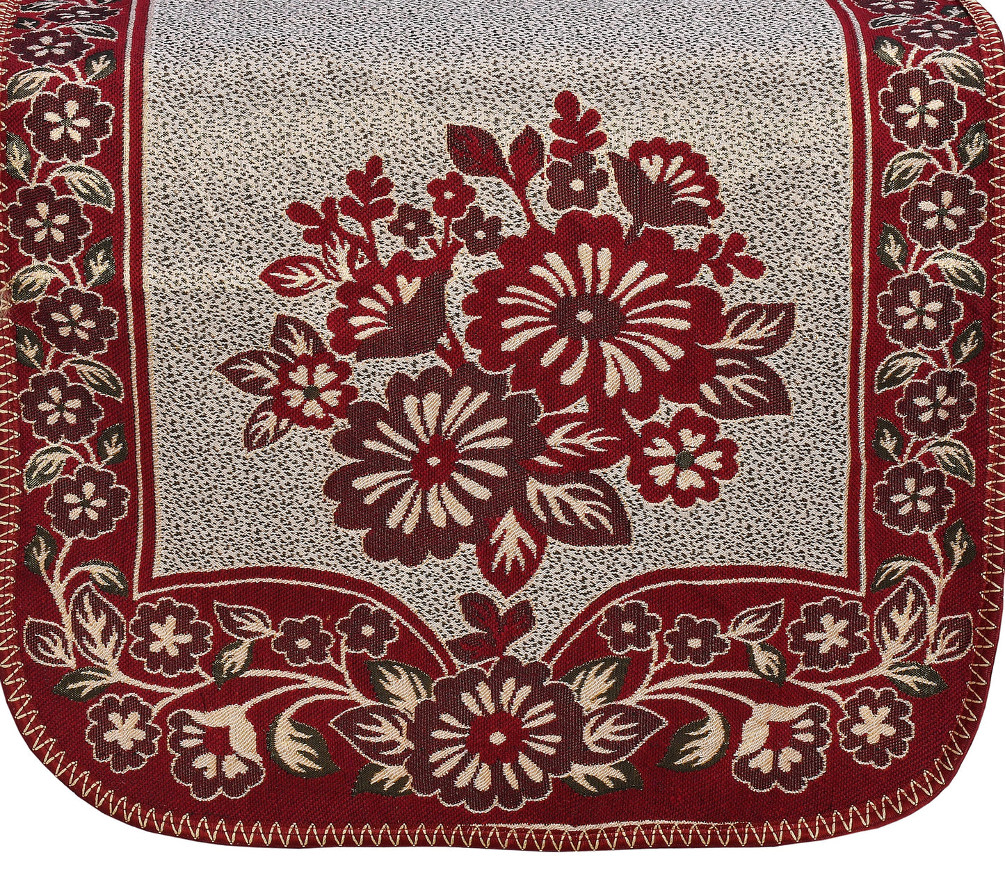 Bigger Fish Poly Cotton Fabric 5 Seater Sofa Cover - 10 Pieces (Maroon)