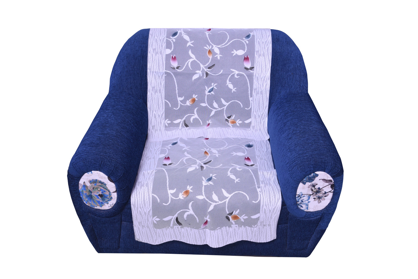 Bigger Fish Poly Cotton Net Fabric 5 Seater Sofa Cover - 10 Pieces (White)