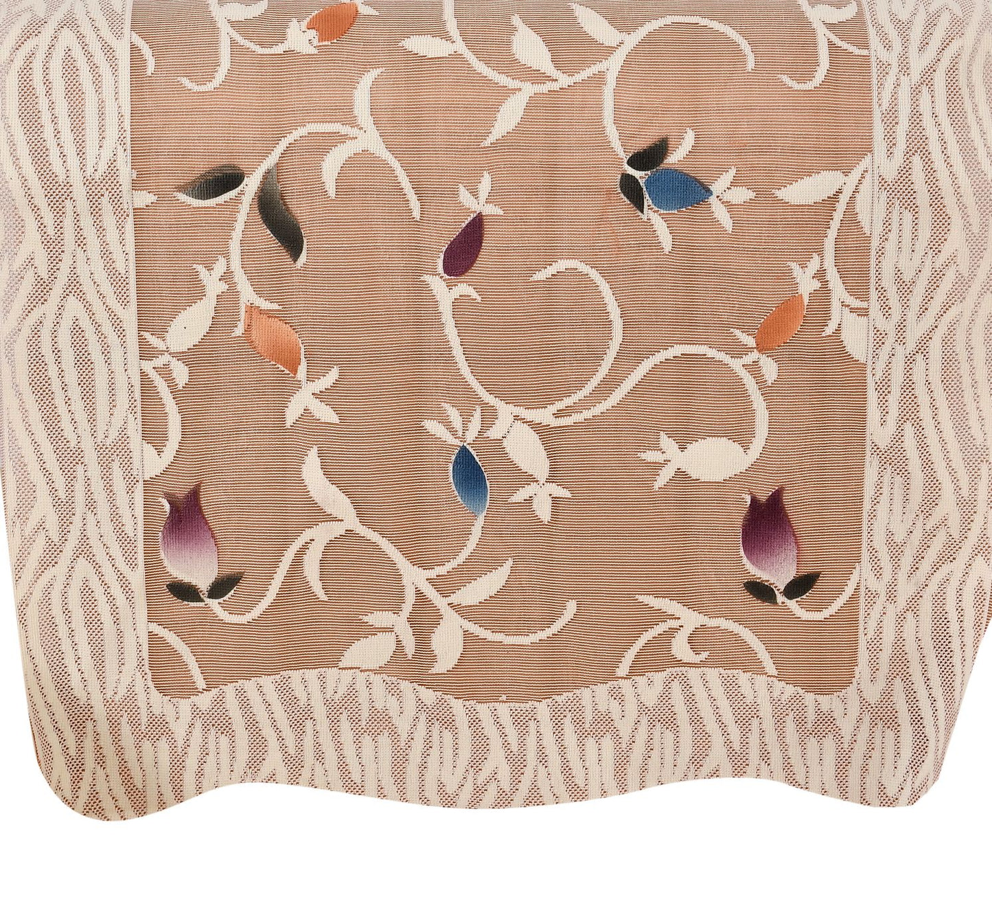 Bigger Fish Poly Cotton Net Fabric Floral Design 5 Seater Sofa Cover with 6 Pcs Arms Cover - 16 Pieces (Rust)