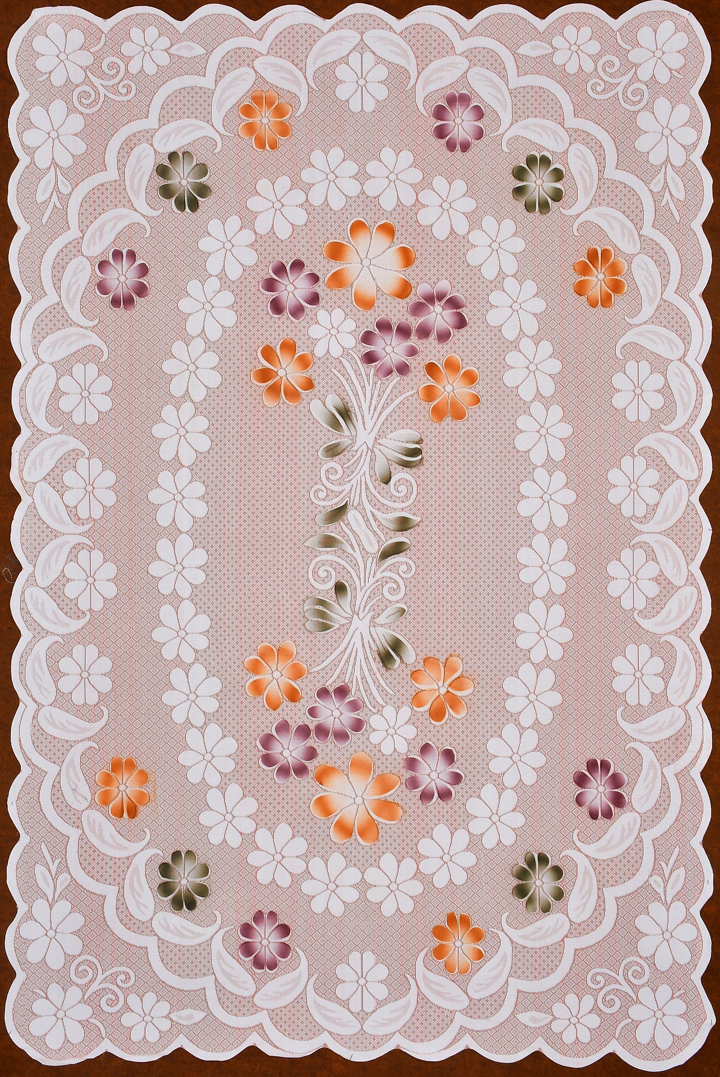 Bigger Fish Polycotton Floral Print 6-8 Seater Decorative 60x90 Inch Dining Table Cover (Peach)