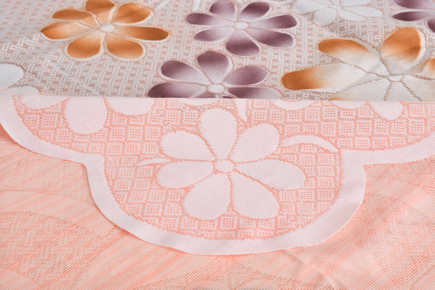 Bigger Fish Polycotton Floral Print 6-8 Seater Decorative 60x90 Inch Dining Table Cover (Peach)