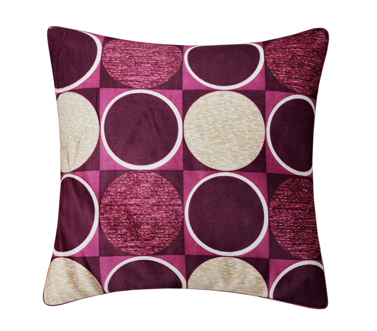 Bigger Fish Set of 5 Digital Print Polycotton Cushion Covers - Wine (16x16 Inches)