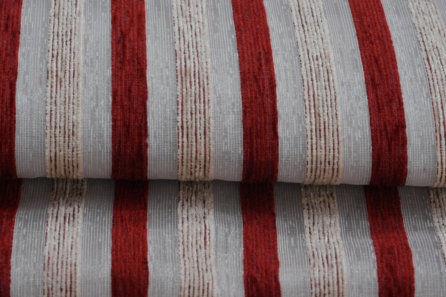 Bigger Fish Set of 5 Tissue Chenille Striped Cushion Covers - Maroon (16x16 Inches)