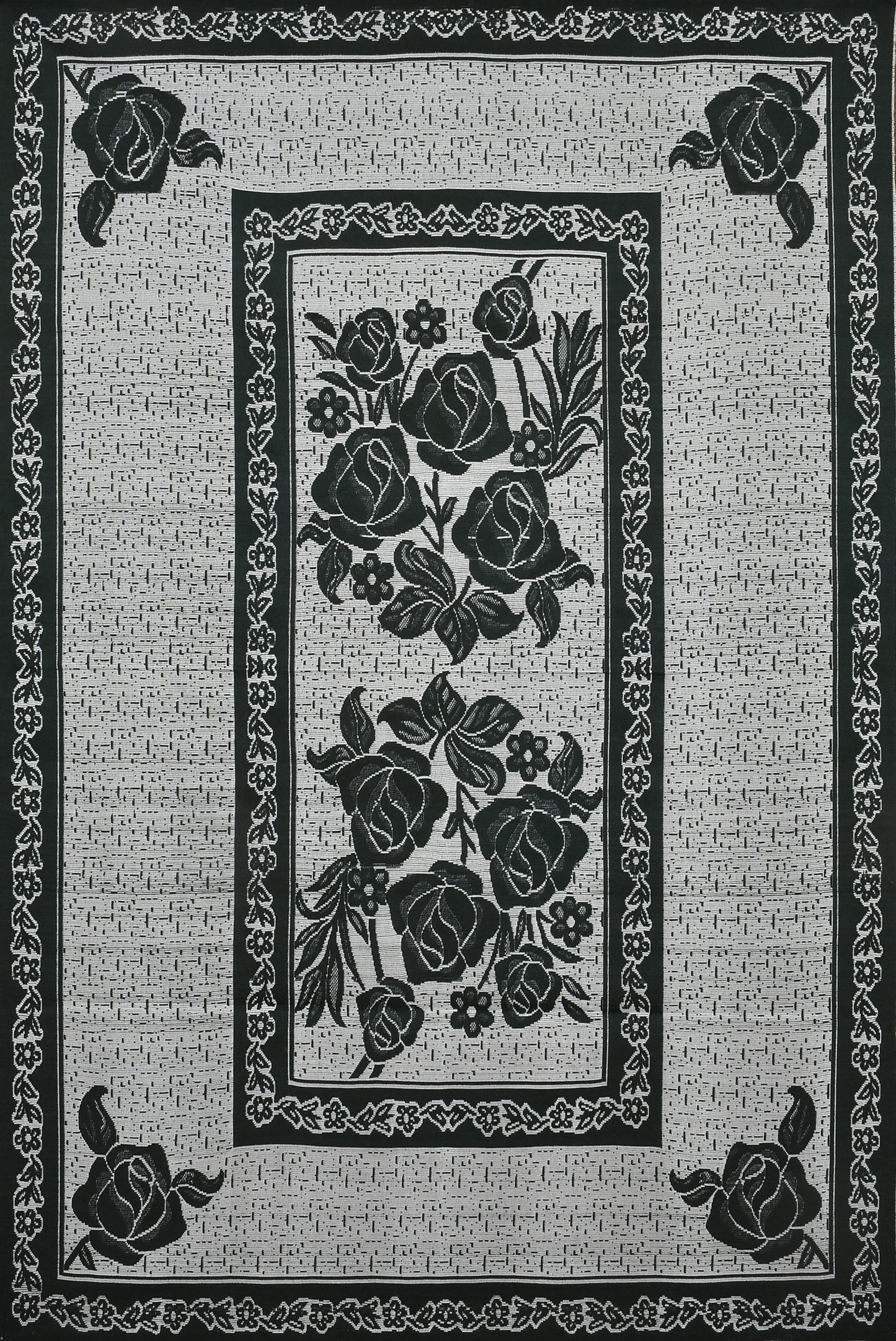 Bigger Fish Polycotton Printed 6-8 Seater Decorative 60x90 Inch Dining Table Cover (Black)