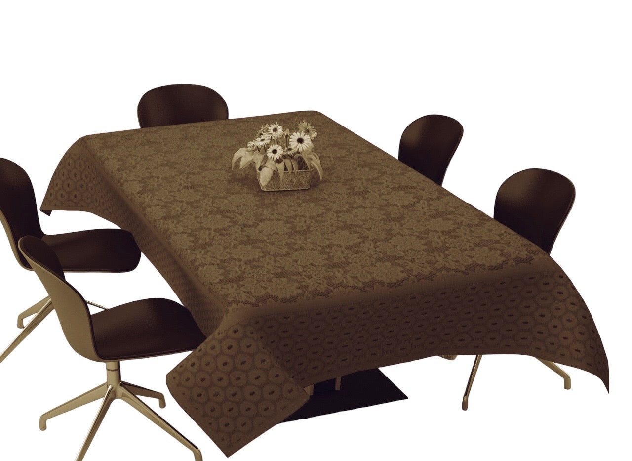 Bigger Fish Polycotton Printed 6-8 Seater Decorative 60x90 Inch Dining Table Cover (Brown)