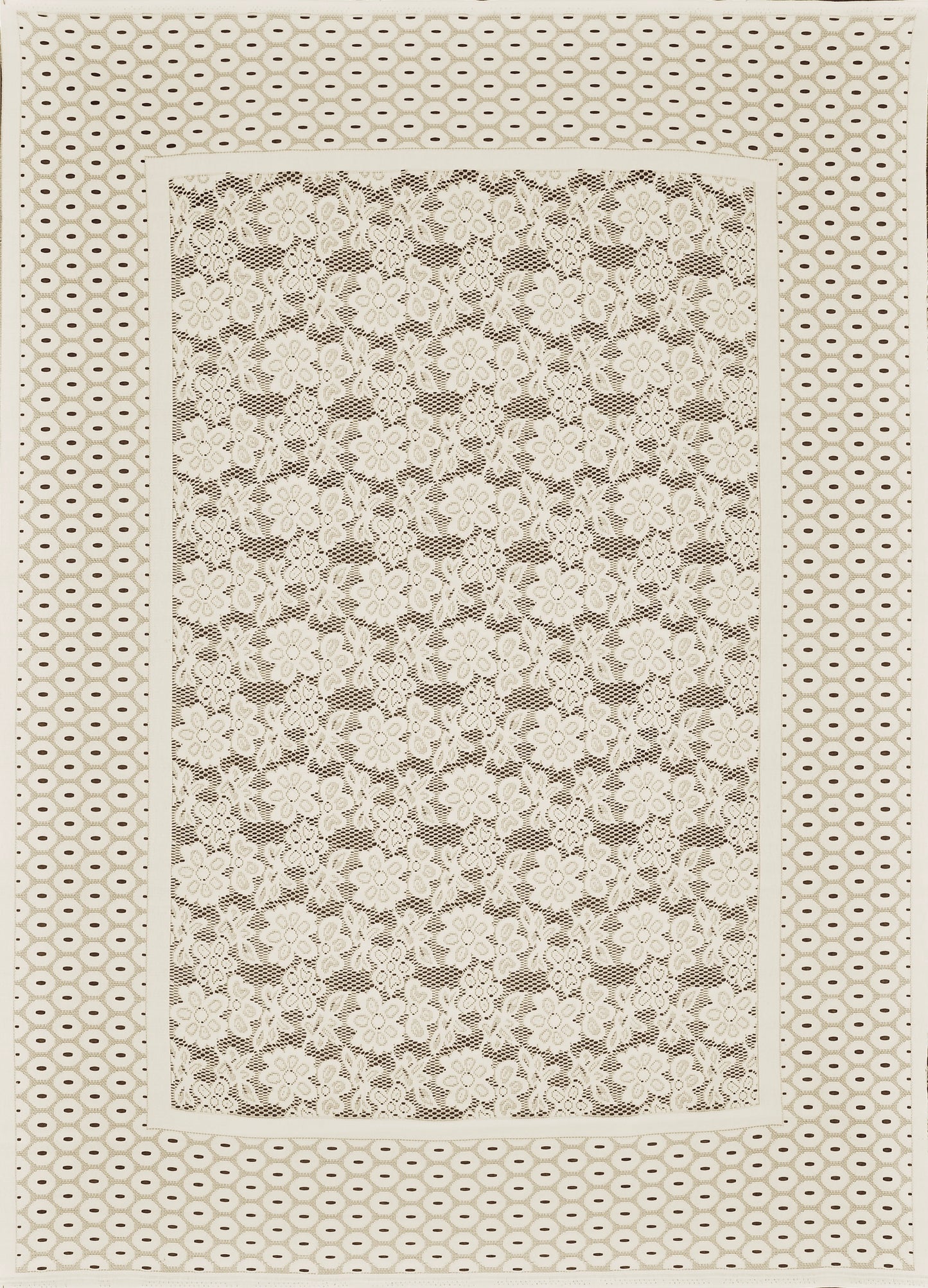 Bigger Fish Polycotton Printed 6-8 Seater Decorative 60x90 Inch Dining Table Cover (Cream)