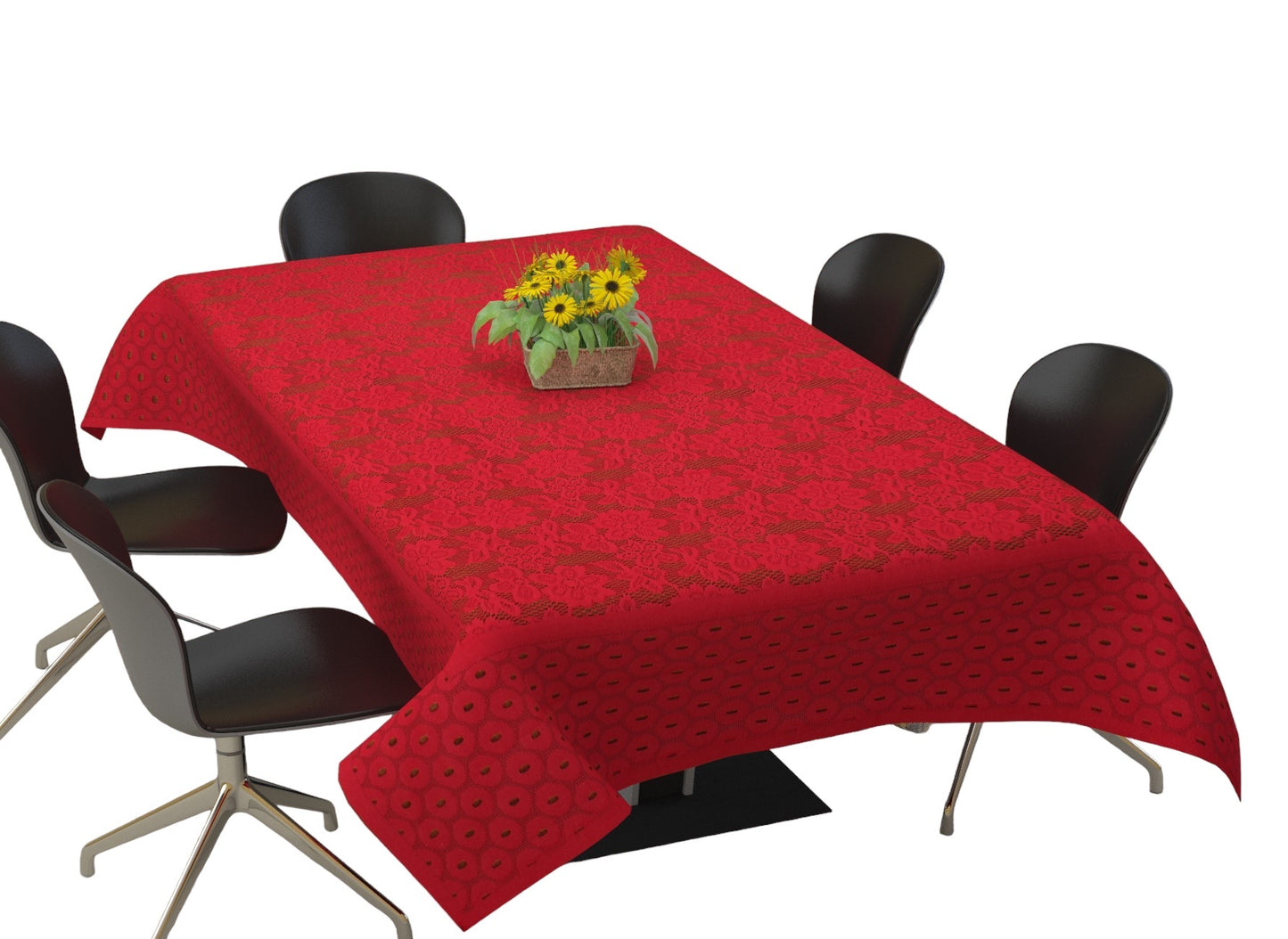Bigger Fish Polycotton Printed 6-8 Seater Decorative 60x90 Inch Dining Table Cover (Maroon)