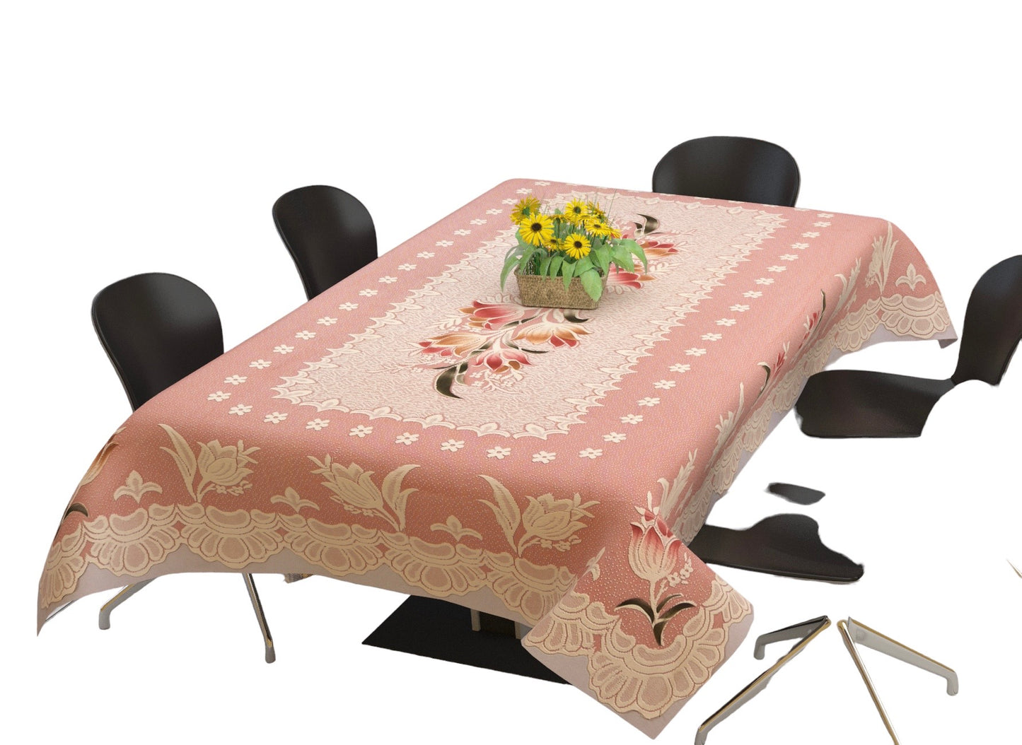 Bigger Fish Polycotton Printed 6 Seater Decorative 60x90 Inch Dining Table Cover (Rust)