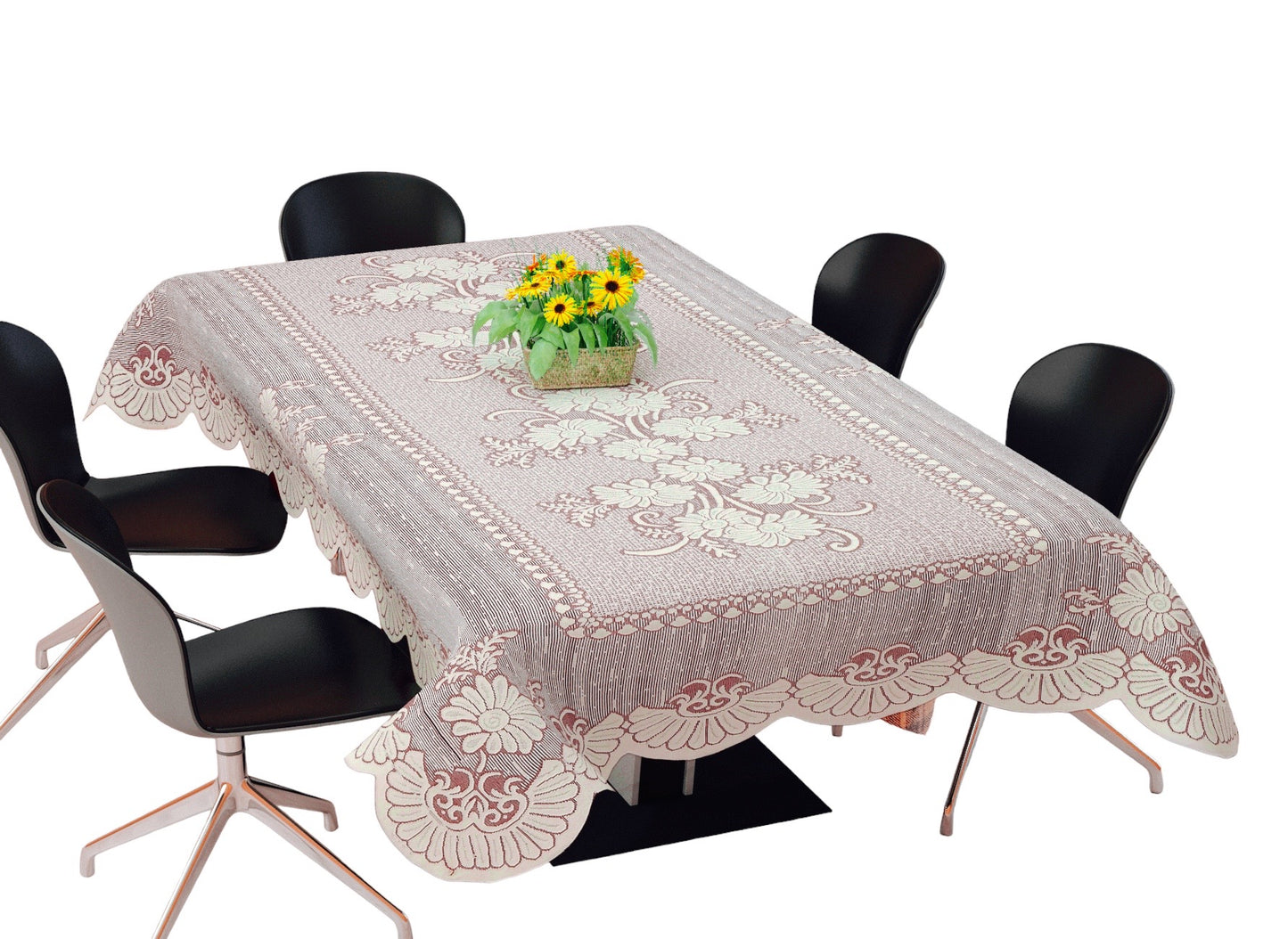Bigger Fish Polycotton Floral Design Printed 6-8 Seater Decorative 60x90 Inch Dining Table Cover (Maroon)