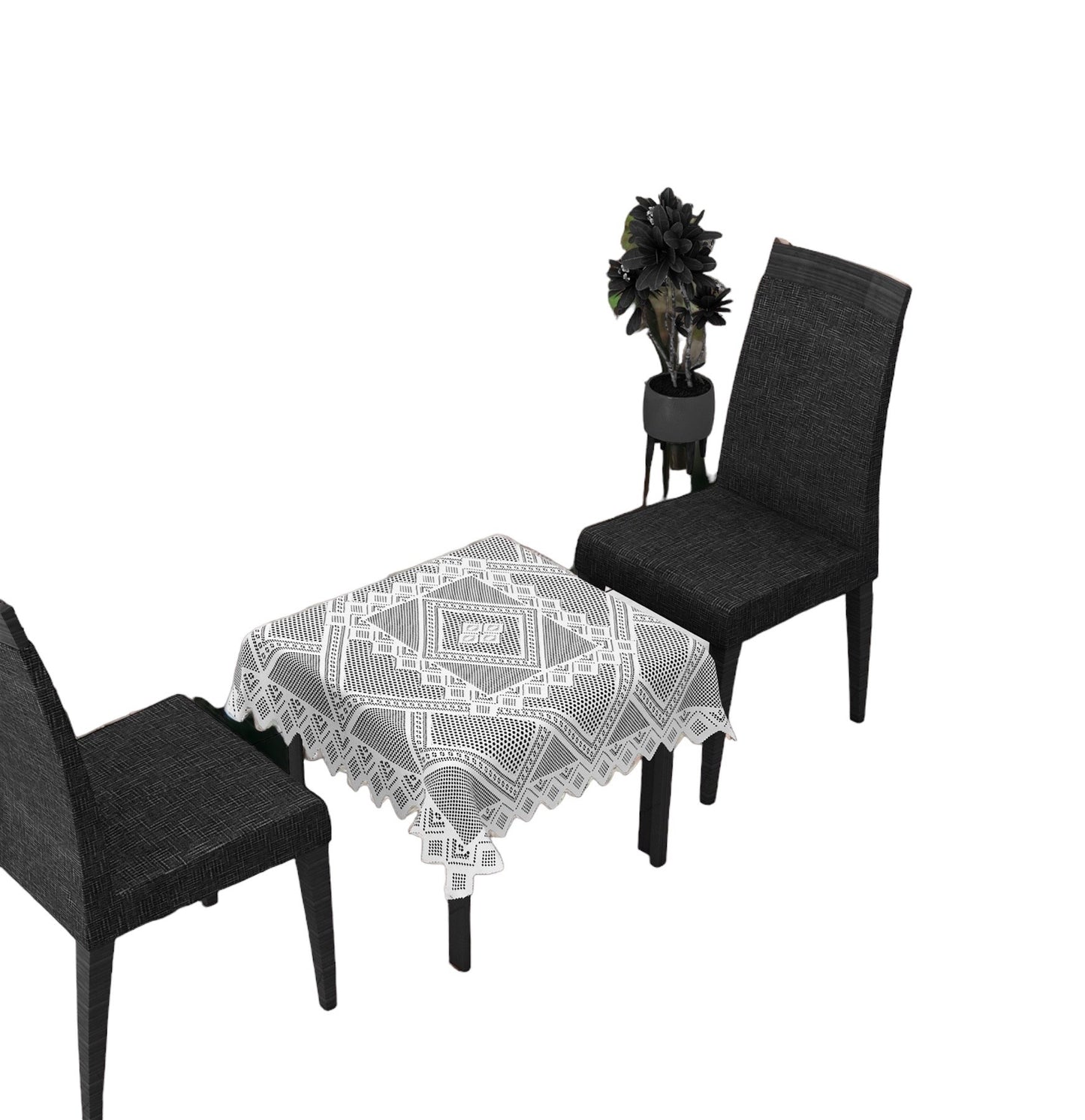 Bigger Fish Poly cotton 40x40 Inch White 2 Seater New Jersey Small Center Table Cover - Premium Quality & Style