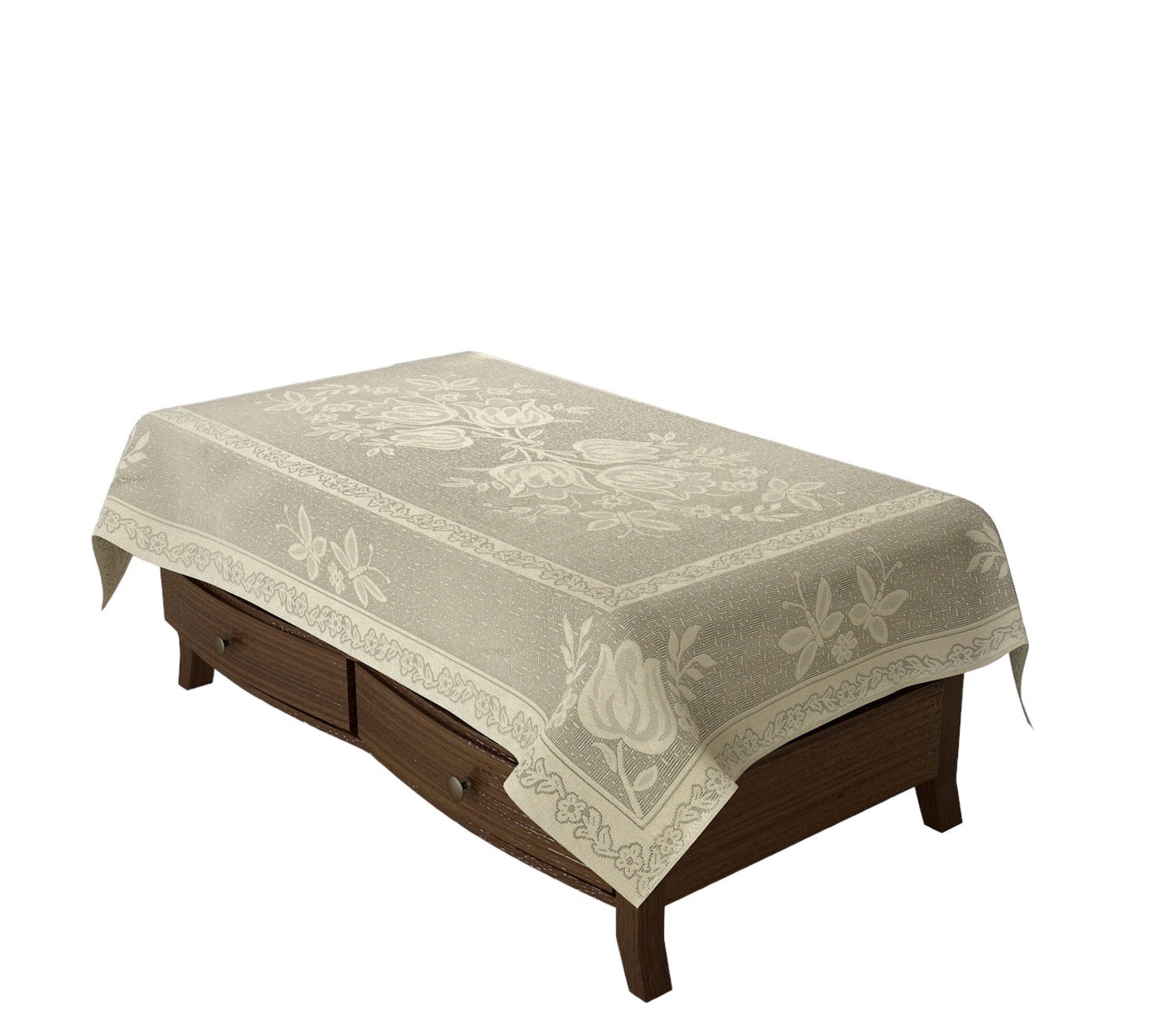Bigger Fish Poly cotton 40x60 Inch Cream 4 Seater Lily Plain Center Table Cover - Premium Quality & Style