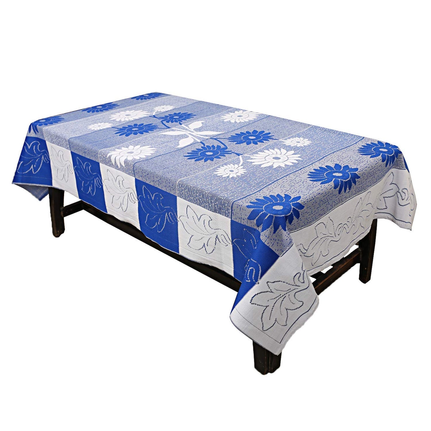 Bigger Fish Poly cotton 40x60 Inch Blue 4 Seater Center Table Cover - Premium Quality & Style