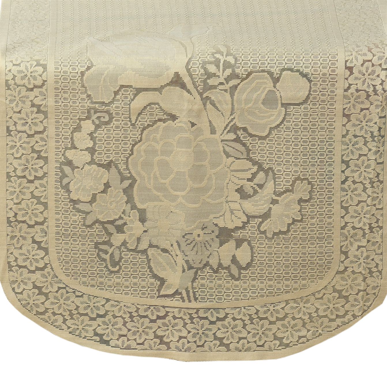 Bigger Fish Poly Cotton Net Fabric 5 Seater Sofa Cover - 10 Pieces (Cream)
