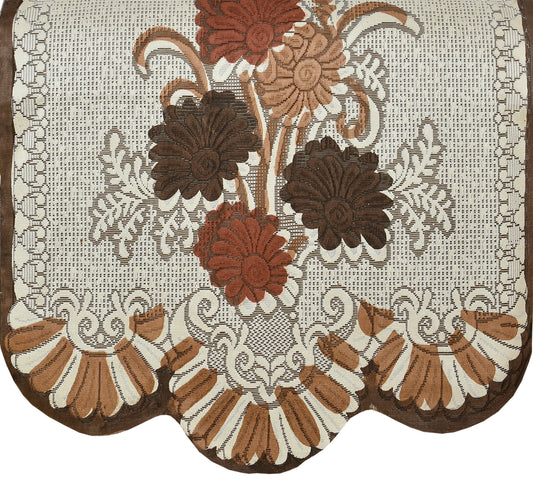 Bigger Fish Poly Cotton Net Fabric 5 Seater Sofa Cover - 10 Pieces (Coffee)