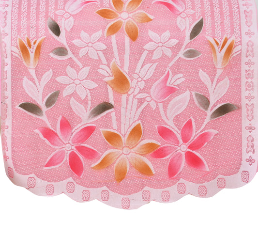 Bigger Fish Poly Cotton Net Fabric 5 Seater Sofa Cover - 10 Pieces (Pink)
