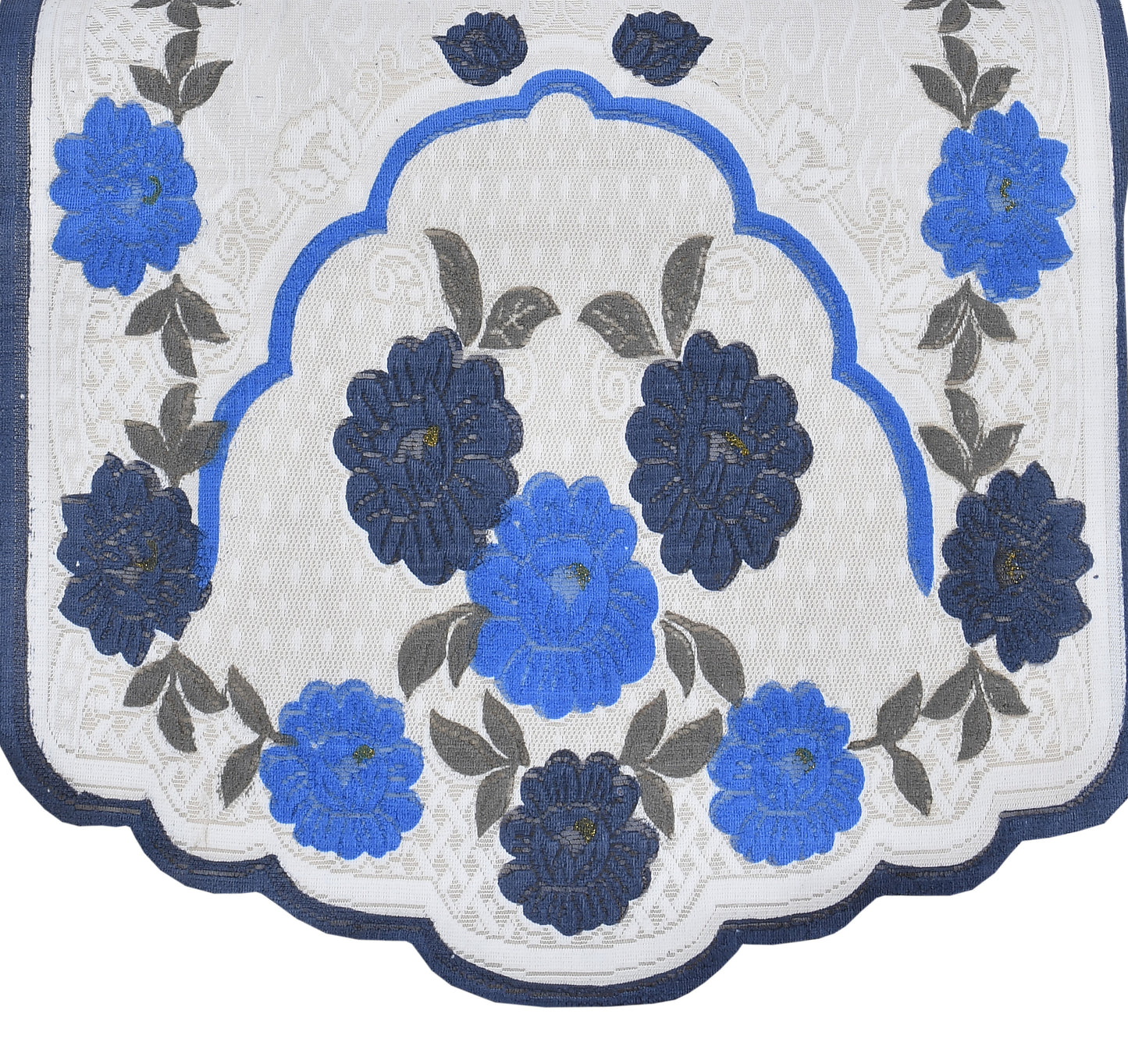 Bigger Fish Poly Cotton Net Fabric 5 Seater Sofa Cover - 10 Pieces (Blue)