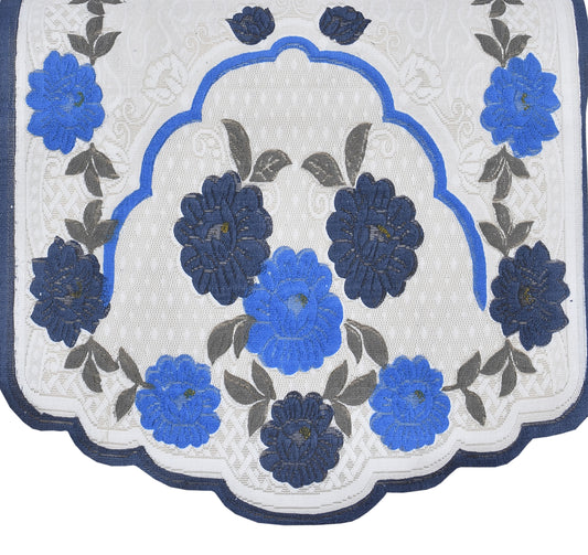 Bigger Fish Poly Cotton Net Fabric 5 Seater Sofa Cover - 10 Pieces (Blue)