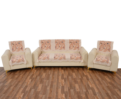 Bigger Fish Poly Cotton Net Fabric 5 Seater Sofa Cover - 10 Pieces (Rust)