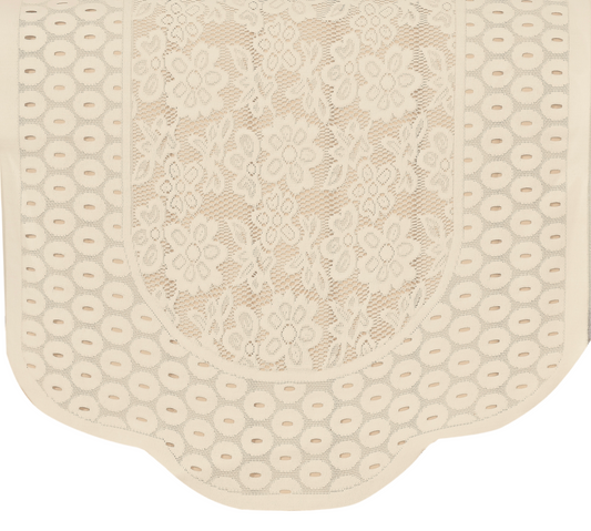 Bigger Fish Poly Cotton Net Fabric 5 Seater Sofa Cover - 10 Pieces (Cream)