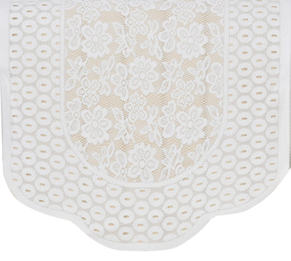 Bigger Fish Poly Cotton Net Fabric 5 Seater Sofa Cover - 10 Pieces (White)