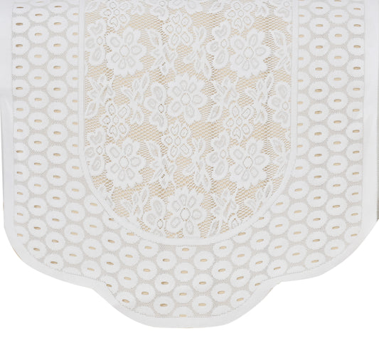 Bigger Fish Poly Cotton Net Fabric 5 Seater Sofa Cover - 10 Pieces (White)