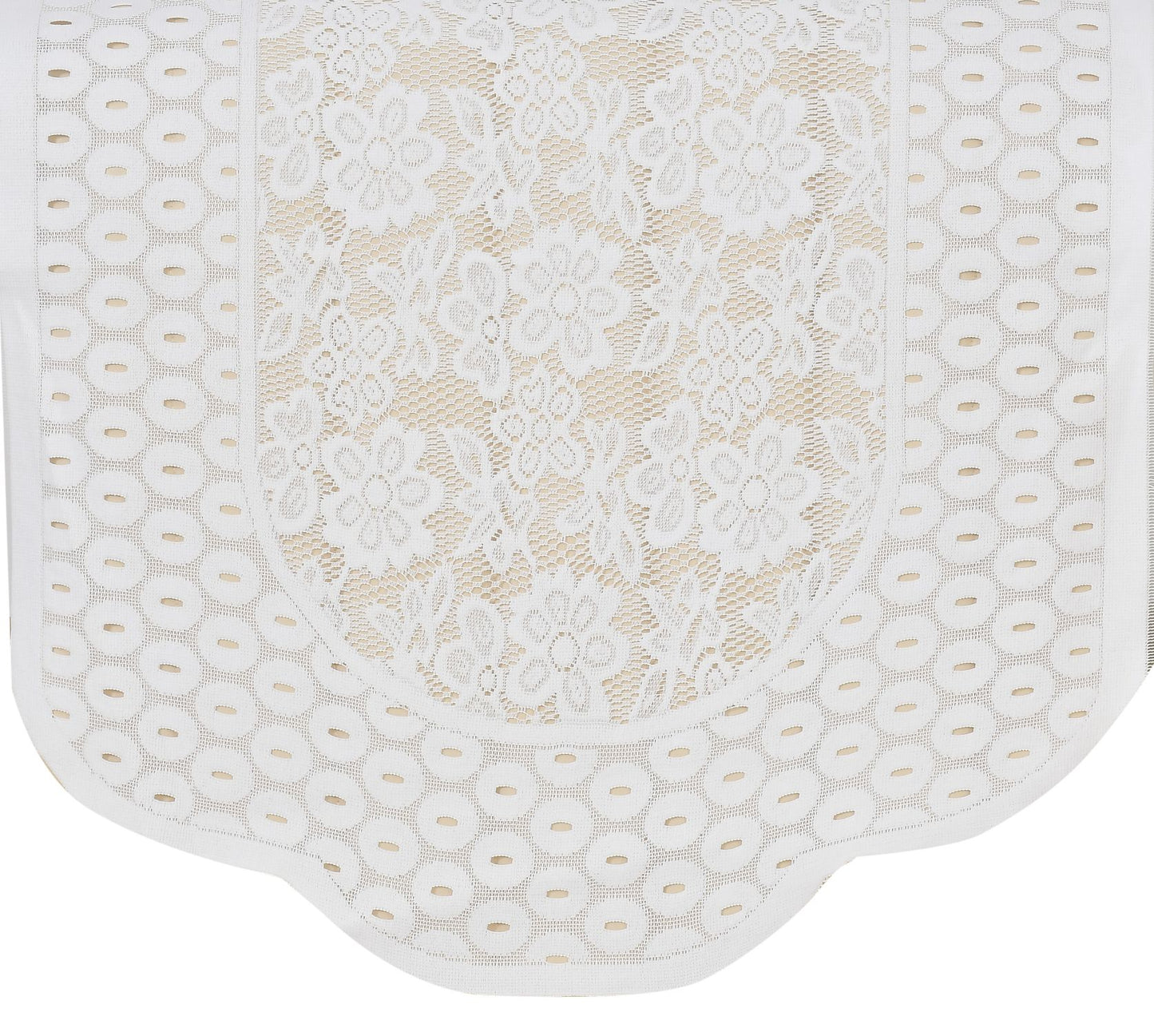 Bigger Fish Poly Cotton Net Fabric Floral Design 5 Seater Sofa Cover with 6 Pcs Arms Cover - 16 Pieces (White)