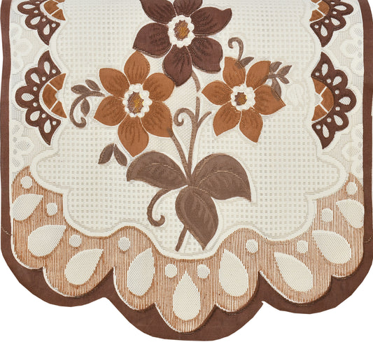 Bigger Fish Poly Cotton Net Fabric 5 Seater Sofa Cover - 10 Pieces (Brown)