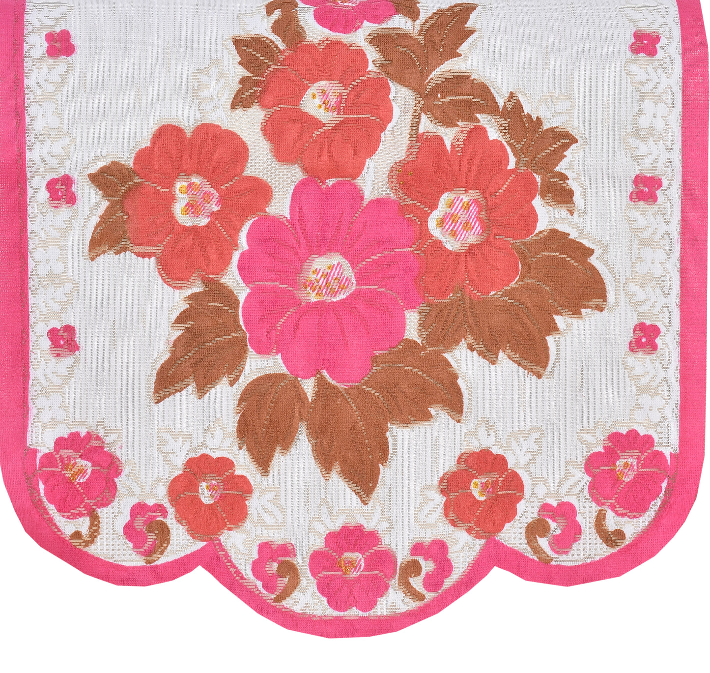 Bigger Fish Poly Cotton Net Fabric 5 Seater Sofa Cover - 10 Pieces (Pink)