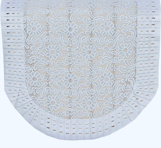 Bigger Fish Poly Cotton Net Fabric 5 Seater Sofa Cover - 10 Pieces (White)