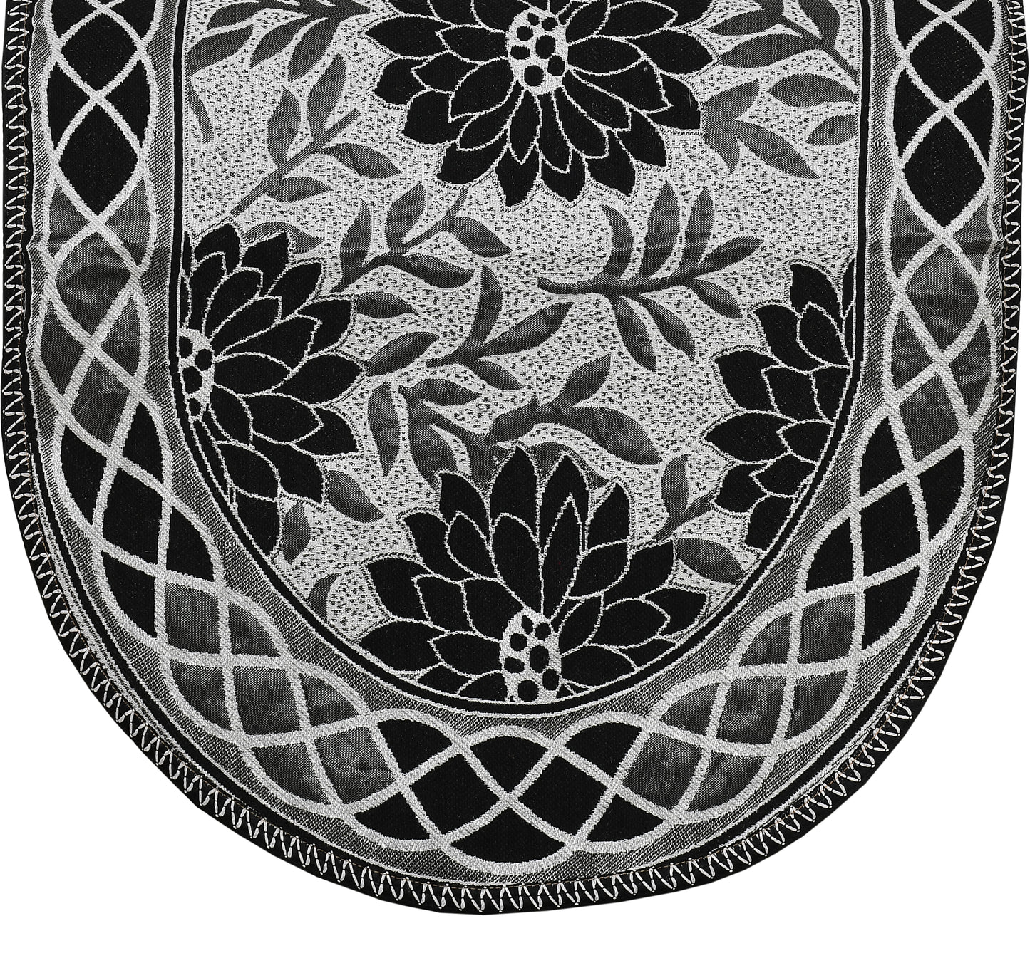 Bigger Fish Poly Cotton Net Fabric 5 Seater Sofa Cover - 10 Pieces (Black)