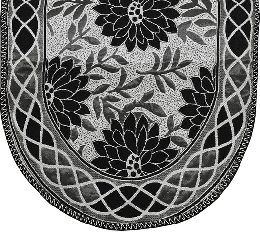Bigger Fish Poly Cotton Net Fabric 5 Seater Sofa Cover - 10 Pieces (Black)