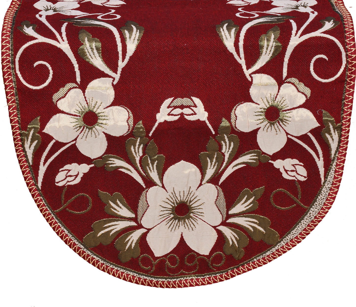 Bigger Fish Cotton Net Fabric 5 Seater Sofa Cover - 10 Pieces (Maroon)