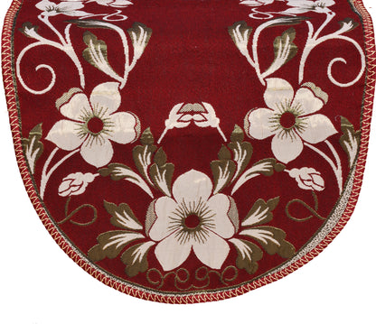 Bigger Fish Cotton Net Fabric 5 Seater Sofa Cover - 10 Pieces (Maroon)