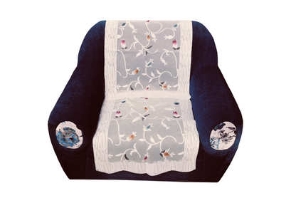 Bigger Fish Poly Cotton Net Fabric 5 Seater Sofa Cover - 10 Pieces (Cream)
