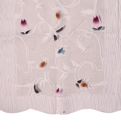 Bigger Fish Poly Cotton Net Fabric 5 Seater Sofa Cover - 10 Pieces (Cream)