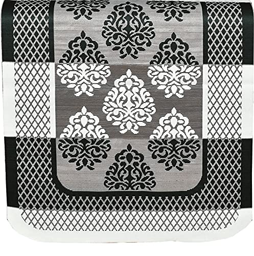 Bigger Fish Poly Cotton Net Fabric 5 Seater Sofa Cover - 10 Pieces (Black)