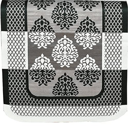 Bigger Fish Poly Cotton Net Fabric 5 Seater Sofa Cover - 10 Pieces (Black)
