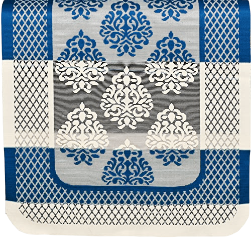 Bigger Fish Poly Cotton Net Fabric 5 Seater Sofa Cover - 10 Pieces (Blue)