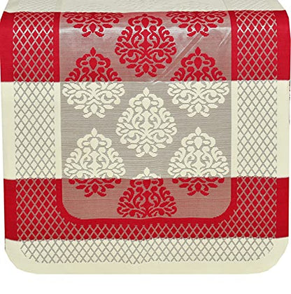 Bigger Fish Poly Cotton Net Fabric 5 Seater Sofa Cover - 10 Pieces (Maroon)