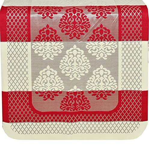 Bigger Fish Poly Cotton Net Fabric 5 Seater Sofa Cover - 10 Pieces (Maroon)