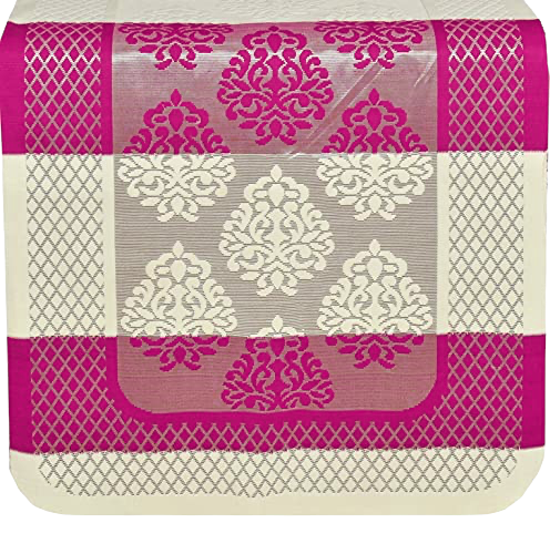 Bigger Fish Poly Cotton Net Fabric 5 Seater Sofa Cover - 10 Pieces (Pink)