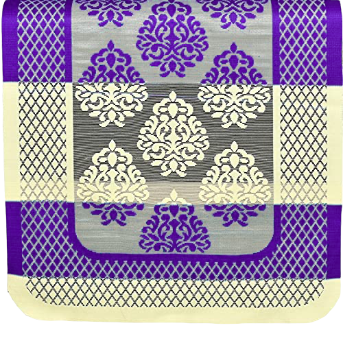 Bigger Fish Poly Cotton Net Fabric 5 Seater Sofa Cover - 10 Pieces (Purple)