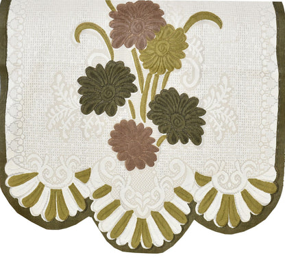 Bigger Fish Poly Cotton Net Fabric Floral Design 5 Seater Sofa Cover with 6 Pcs Arms Cover - 16 Pieces (Green)