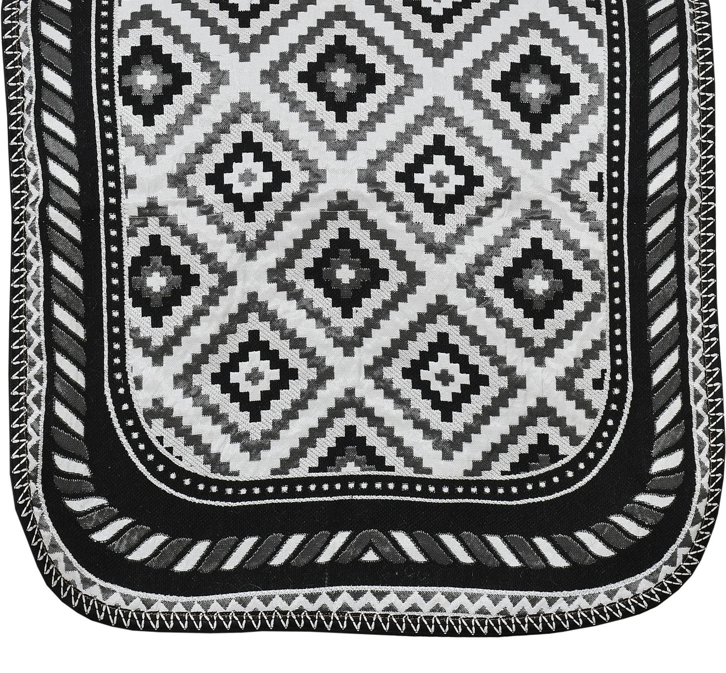 Bigger Fish Poly Cotton Net Fabric Floral Design 5 Seater Sofa Cover with 6 Pcs Arms Cover - 16 Pieces (Grey)