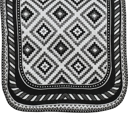 Bigger Fish Poly Cotton Net Fabric Floral Design 5 Seater Sofa Cover with 6 Pcs Arms Cover - 16 Pieces (Grey)