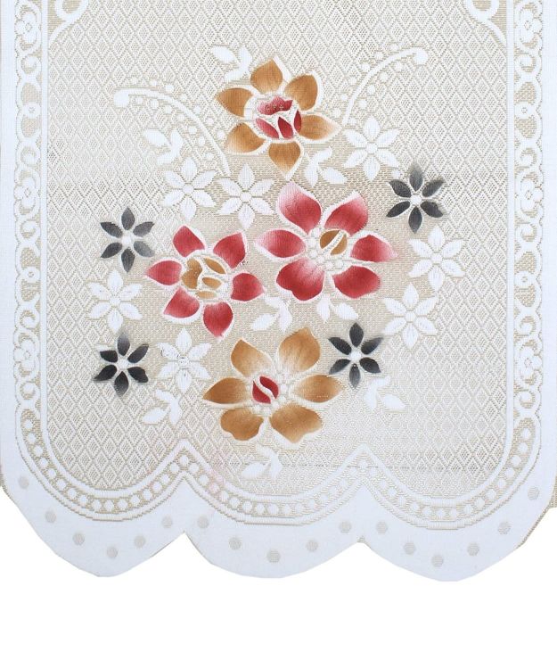 Bigger Fish Poly Cotton Net Fabric Floral Design 5 Seater Sofa Cover with 6 Pcs Arms Cover - 16 Pieces (Cream)