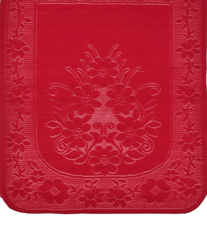 Bigger Fish Poly Cotton Net Fabric Floral Design 5 Seater Sofa Cover with 6 Pcs Arms Cover - 16 Pieces (Maroon)