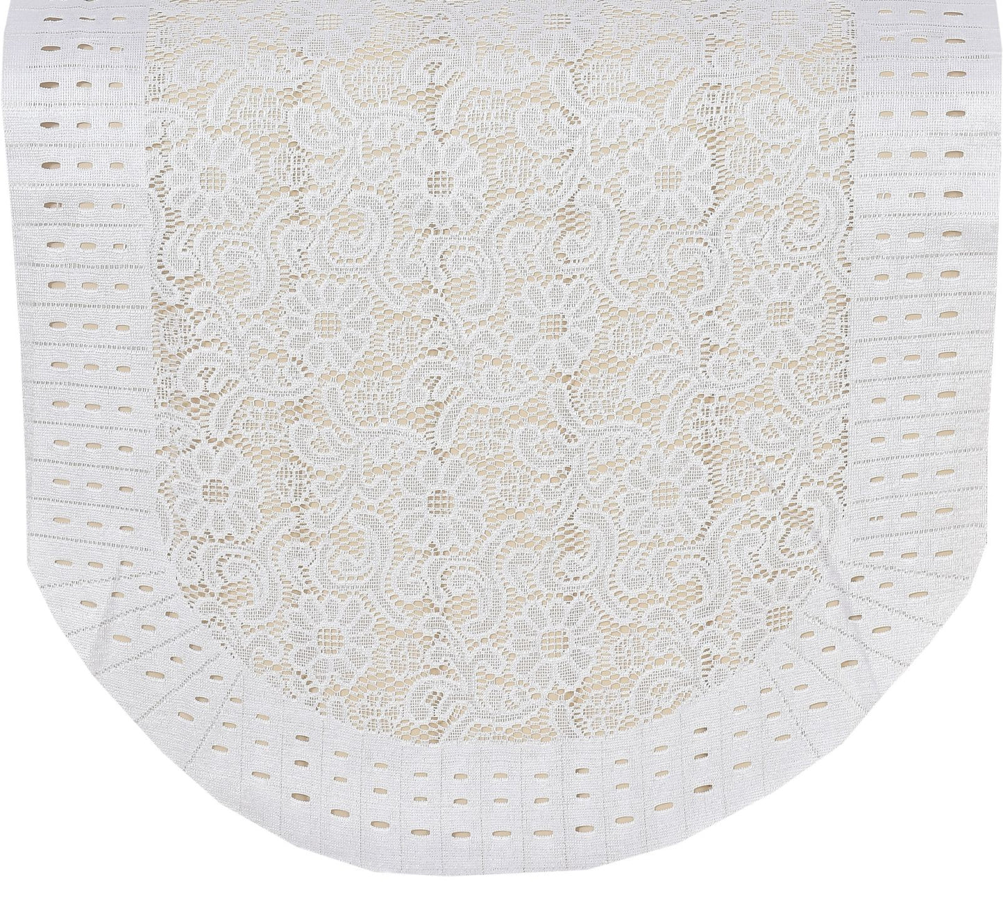 Bigger Fish Poly Cotton Net Fabric Floral Design 5 Seater Sofa Cover with 6 Pcs Arms Cover - 16 Pieces (Cream)