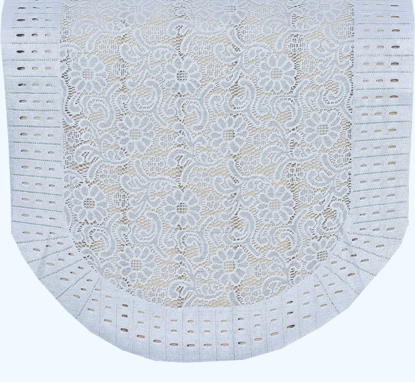Bigger Fish Poly Cotton Net Fabric Floral Design 5 Seater Sofa Cover with 6 Pcs Arms Cover - 16 Pieces (White)